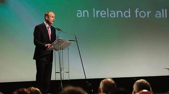 Fianna Fail leader Micheal Martin addresses the troops at the party's Ard Fheis last weekend.