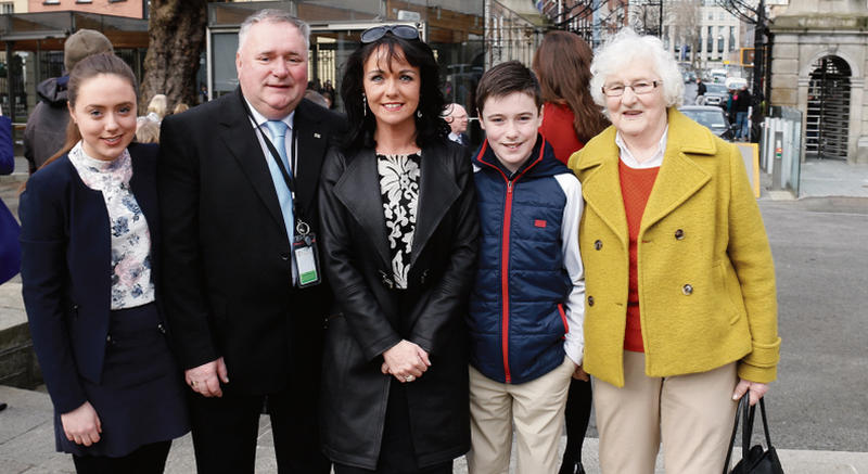 The Murphy family at Leinster House. From left: Nadine Murphy, Eugene Murphy TD, Linda Murphy, Rian Muphy and Eugene's mother  Margaret (80). Photos: Gerry Stronge.