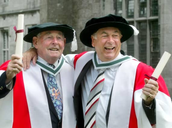 Christy O'Connor Senior and Christy Junior when NUIG bestowed honorary degrees on the golfing legends a decade ago.