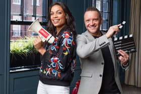 Hollywood star Rosario Dawson with Budweiser Dream Big finalist Eugene Horan.