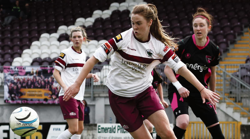 Galway WFC defender Sophie Moloney comes away with the ball in her team's 1-1 draw with Wexford Youths WFC at Deacy Park  on Sunday. Photo: Eirefoto.