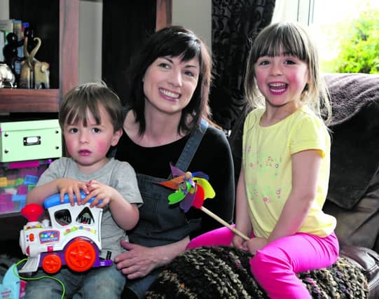 Ruth Fagan with Mae (5) and Daniel (2) at home in Knocknacarra. Photo: Joe O'Shaughnessy.