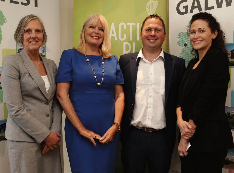 Minister for Jobs, Mary Mitchell O'Connor at the announcement of 100 new jobs in Galway with (from left) Deirdre Lyons, IDA; Ruari Conroy of SiteMinder and Catherina Blewitt, IDA.