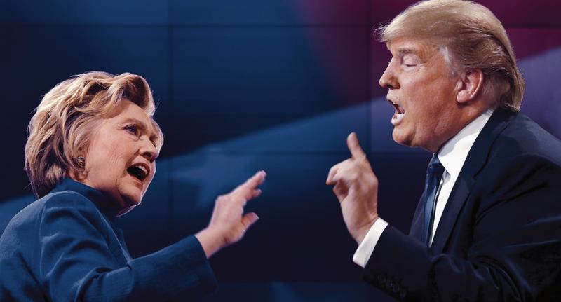 The political dance...Hillary Clinton and Donald Trump during one of their ill-tempered debates.