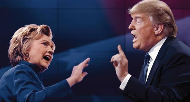The political dance...Hillary Clinton and Donald Trump during one of their ill-tempered debates.