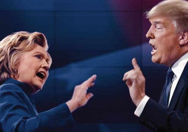 The political dance...Hillary Clinton and Donald Trump during one of their ill-tempered debates.