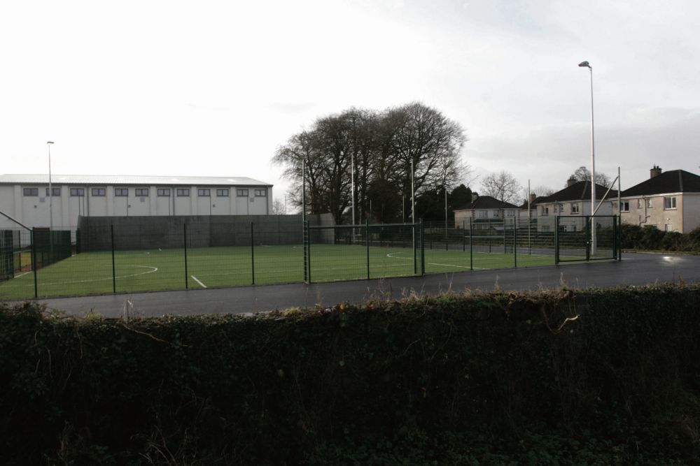The astroturf pitch to the rear of Holy Rosary College in Mountbellew only a few metres from the residents of Treanrevagh housing estate.