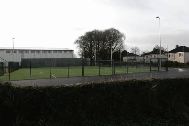 The astroturf pitch to the rear of Holy Rosary College in Mountbellew only a few metres from the residents of Treanrevagh housing estate.