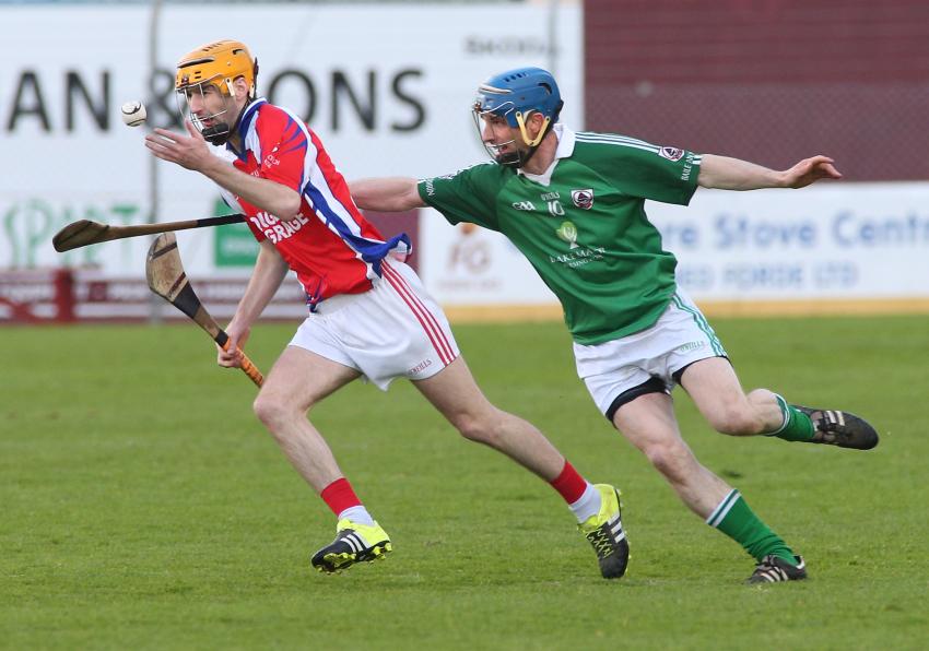 Ahascragh/Fohenagh 
Stephen Smyth on the ball against Shane Coen of  Ballinderreen during last year's county intermediate final. The Galway champions face Lismore of Waterford in the All-Ireland smei-final on Sunday.