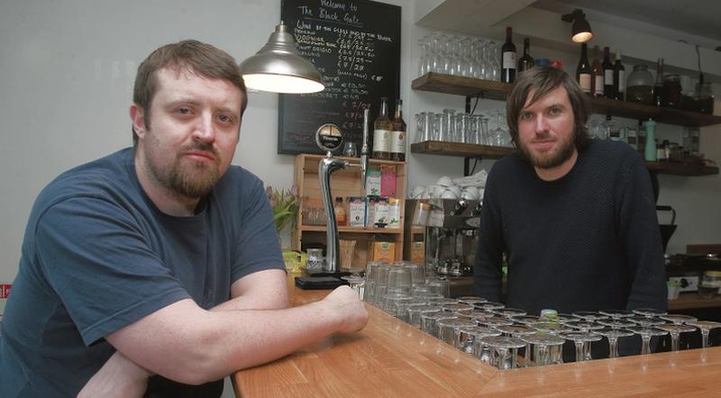 Peadar King, nearest camera, and Eamonn Day Lavelle, founders of the new Black Gate Cultural Centre: “It’s a building that’s ready for anything,” says Peadar. Photo: Iain McDonald.
