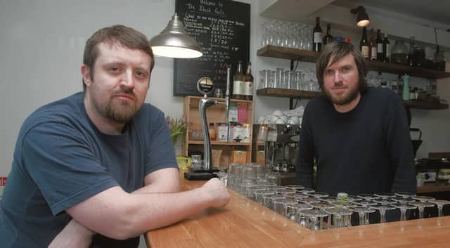 Peadar King, nearest camera, and Eamonn Day Lavelle, founders of the new Black Gate Cultural Centre: “It’s a building that’s ready for anything,” says Peadar. Photo: Iain McDonald.