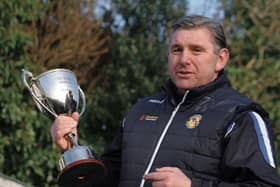 Oughterard RFC President Norman Deacy pictured with the Bobby Deacy Memorial Cup, named after his late father, which Oughterard and his home club Galwegians compete for at various age grades annually.