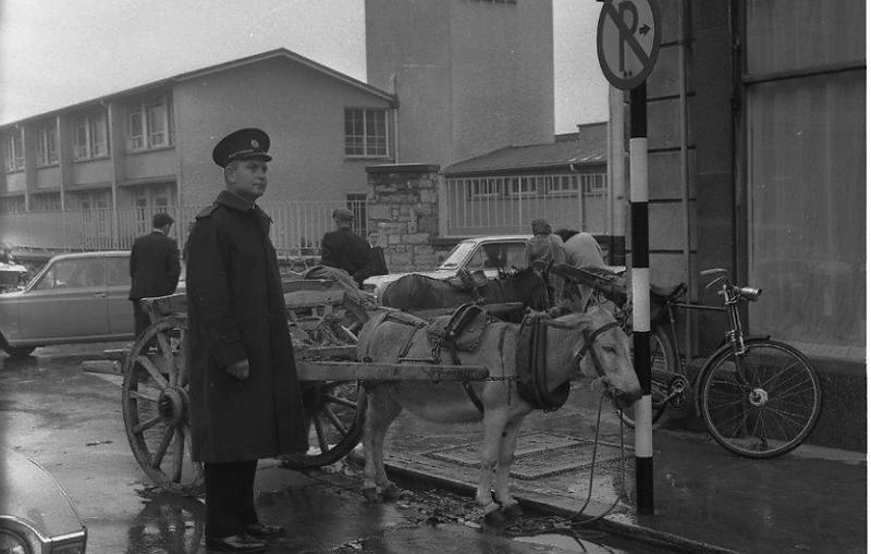 A Garda is on top of a case of illegal parking at Galway Market in August 1966. The premises on the right was The Eagle Chinese Restaurant, believed to be the first Asian eaterie to establish in Galway.