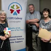 Giving back: COPE Galway volunteers Cabrini McDaid, Neil Cronin and Patsy Kenny. Photo: Joe O'Shaughnessy.