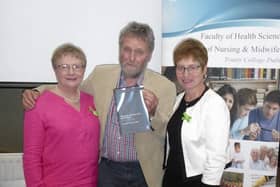 Report: Professor Agnes Higgins (left) with Mike Watts and Patricia Gilheaney, CEO of Mental Health Commission.