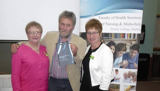 Report: Professor Agnes Higgins (left) with Mike Watts and Patricia Gilheaney, CEO of Mental Health Commission.
