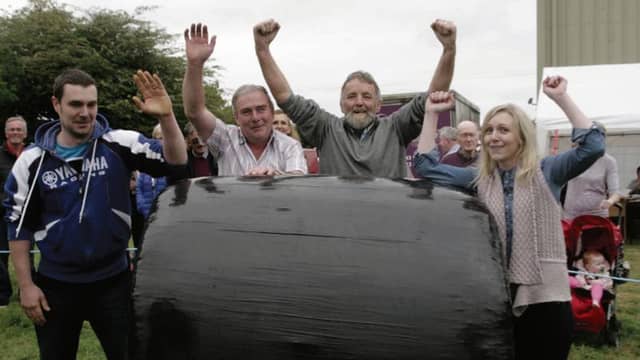 Last year's winners of Galway's Fastest Family trophy at Mountbellew Agricultural Show were Keith and Frank Collevy, Mountbellew with Frank and Karen Harkin from Newbridge. Photo: David Walsh.