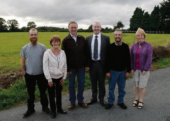 WINDFARM OPPOSITION . . . Local residents of Clonfert who werethe proposed windfarm Greg McDonagh, Lily McDonagh, Jarlath McEvoy, Cllr Donal Burke, Joe McDonagh, Bernadette McCormack.
Photo: Gerry Stronge.