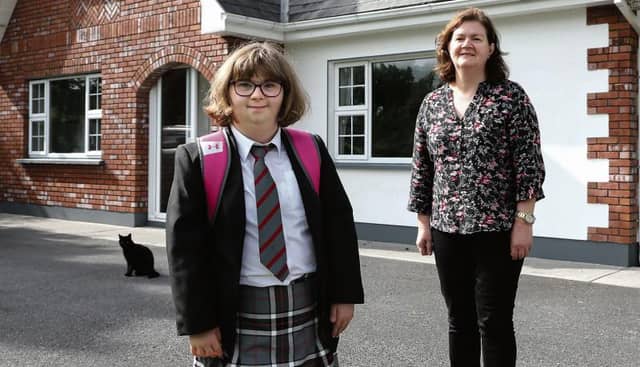 School-bound...Ciara McStay and her mum Evelyn in Claregalway this week. Photo: Joe O'Shaughnessy.