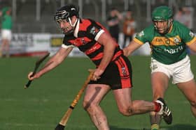 Cappataggle’s Michael Broderick breaking away from Craughwell's Fergal Healy during Sunday's senior hurling championship clash at Kenny Park. Photos: Enda Noone.