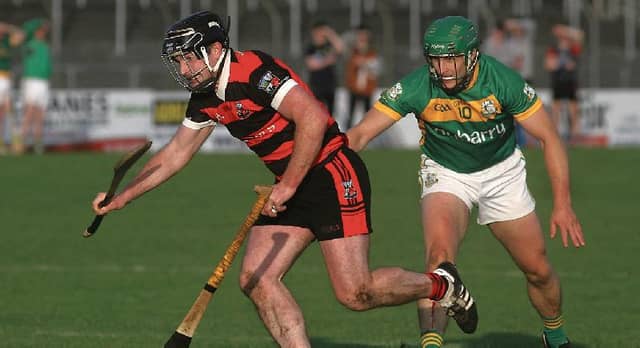Cappataggle’s Michael Broderick breaking away from Craughwell's Fergal Healy during Sunday's senior hurling championship clash at Kenny Park. Photos: Enda Noone.