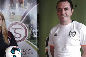 Katie Codyre (Galway Sports Partnership) and Nigel Keady (FAI Development Officer), both of whom are looking to spread the gospel about 'Walking Football', which is aimed at players over 50 years of age.
