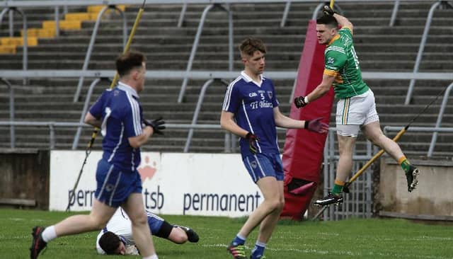 Renvyle's Noel Varley celebrates after scoring a goal against Clonbur. Photos: Joe O'Shaughnessy.