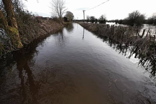 The flooded road leading to the Yeats Tower at Thoor Ballylee. Photo: Joe O'Shaughnessy.
