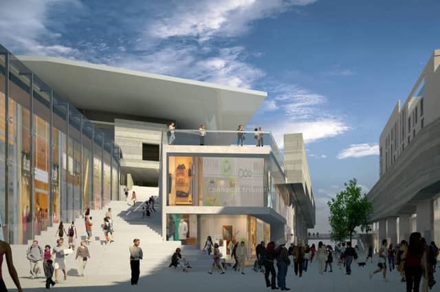A computer-generated image of the previous proposal for Ceannt Quarter.