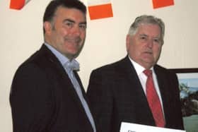 Legendary Galway hurler Joe Connolly and Jarlath McDonagh announcing a 'Preparing for Cheltenham Night' in Flynn's Bar in Lackagh on Saturday night, March 10, at 9pm, with all proceeds going to Galway Hospice. Photo: Michael Hurley.