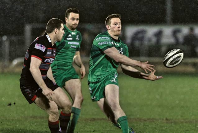 Connacht's Eoin Griffin gets the ball away against Edinburgh during Friday's PRO14 encounter at the Sportsground. Photo: Joe O'Shaughnessy.