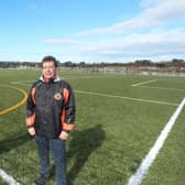 Niall Rooney and Noel O'Toole at the Bearna na Forbacha Aontaithe new all weather pitch in Furbo. The club is also aiming to build a full size international grass pitch in the coming years.