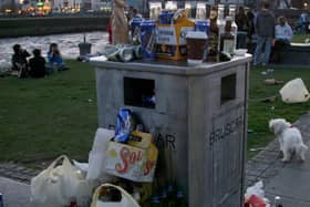 Bottles dumped at the Spanish Arch.