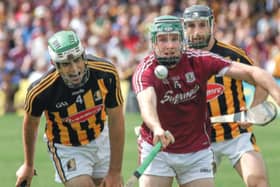 Galway's Cathal Mannion gets to the ball ahead of Kilkenny's Paddy Deegan and Conor Fogarty during Sunday's Leinster hurling final replay at Semple Stadium. Photo: Joe O'Shaughnessy.
