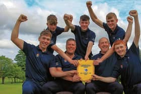 Galway Golf Club who were winners of the Connacht Senior Cup at Roscommon GC. Back: Luke O'Neill, Liam Power, Liam Nolan. Front: Mikey Burke, Gerard Cox (team Captain), Joe Lyons and Ronan Mullarney. Photo: Thomas Caffrey (Golffile).