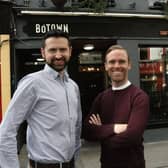 BóTOWN boys...David Fitzpatrick and Frank Greaney outside their new restaurant.