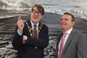 Mayor of Galway Cllr. Niall McNelis and Barry O'Sullivan of Genesys,. Photograph by Aengus McMahon