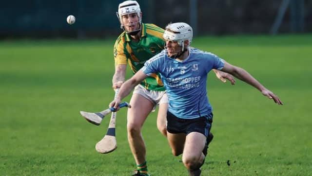 Oranmore/Maree's Rian Maher and Kilconeiron's Paul Uniacke compete for the ball during the Galway Intermediate hurling final at Duggan Park, Ballinasloe. Photos: Brian Harding.