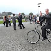 Galway City Councillor Pádraig Conneely (FG), pictured here on a bike at Spanish Parade when he was mayor, said cyclists can be “vicious”. 