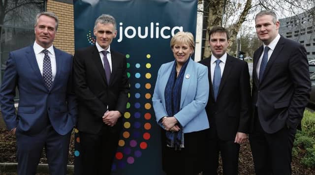 Joulica Foundes Joe Smith, CEO Tony McCormac and Diarmuid Leonard (second right) with Ministers Heather Humphreys and Sean Kyne at this week's expansion announcement.