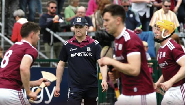 Galway manager Micheal Donoghue before the start of the Leinster Championship game with Carlow in Pearse Stadium last weekend. Photo: Joe O'Shaughnessy.