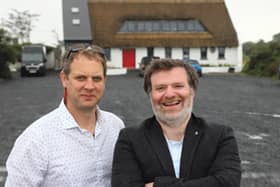 Darach Ó Tuairisg, founder and CEO, and Philip Doherty, artistic director of Irish language theatre company, Fíbín, at their new office space at Tulach, Baile na hAbhann. 