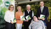 Mary Nash, Chief Executive, Galway Hospice; Bernie Walsh; Canon Michael Mulkerrins, Michele Coghlan and Seán Kyne, Government Chief Whip and Minister for the Irish Language, the Gaeltacht and the Islands at the launch of the Galway Hospice Impact Statement. Photo Martina Regan.