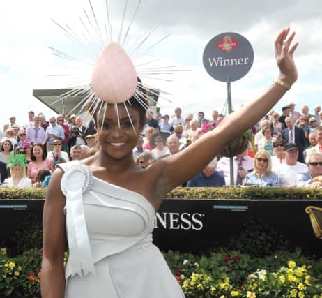 Pamela Uba from Renmore was the winner of the Best Dressed Lady, at Ladies Day, at the Galway Races. PHOTO: IAIN MCDONALD.