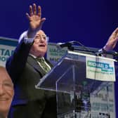 President Michael D Higgins at a re-election rally in Town Hall last year 