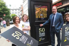 Karen Golden (right) Galway Simon Community with her Simon colleagues (from left) Nadine Kiernan, Katie Donohoe and Sam McGuinness at the launch of Simon’s ‘Closing Doors' campaign.