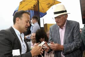 The Better Bettor...John Mulholland taking a bet from Taoiseach Leo Varadkar at Ballybrit this week. Photo: Iain McDonald.