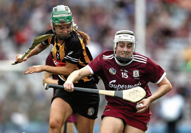 Galway's two-goal hero Ailish O'Reilly breaking away from Kilkenny's Collette Dormer during Sunday's All-Ireland senior camogie final at Croke Park. Photo: INPHO/Bryan Keane
