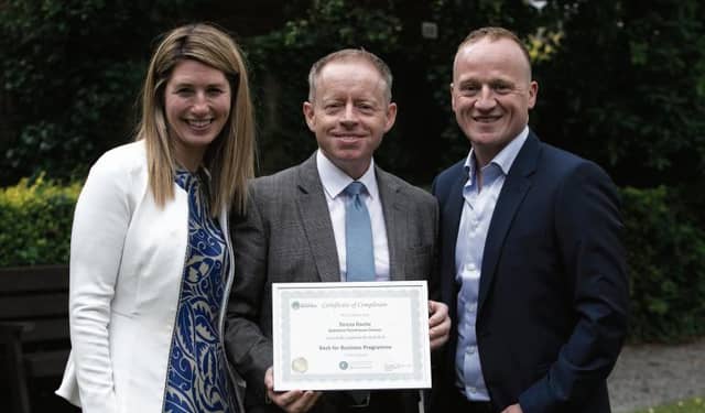 Past participant...Teresa Roche from Kylemore Farmhouse Cheese, with Minister of State for the Diaspora and International Development, Ciarán Cannon, and Lead Entrepreneur Thomas Ennis of the Thomas Ennis Group.