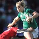 Kilconly native and Irish prop Cliodhna Moloney leading this charge against Wales during Sunday's Six Nations clash at Energia Park. Moloney and her fellow Galwegian Beibhinn Parson both scored tries in the home team's 31-12 victory.